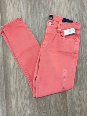 GAP True Skinny Ankle Jeans Coral Pink Stretch Mid Rise Size 27R NWT